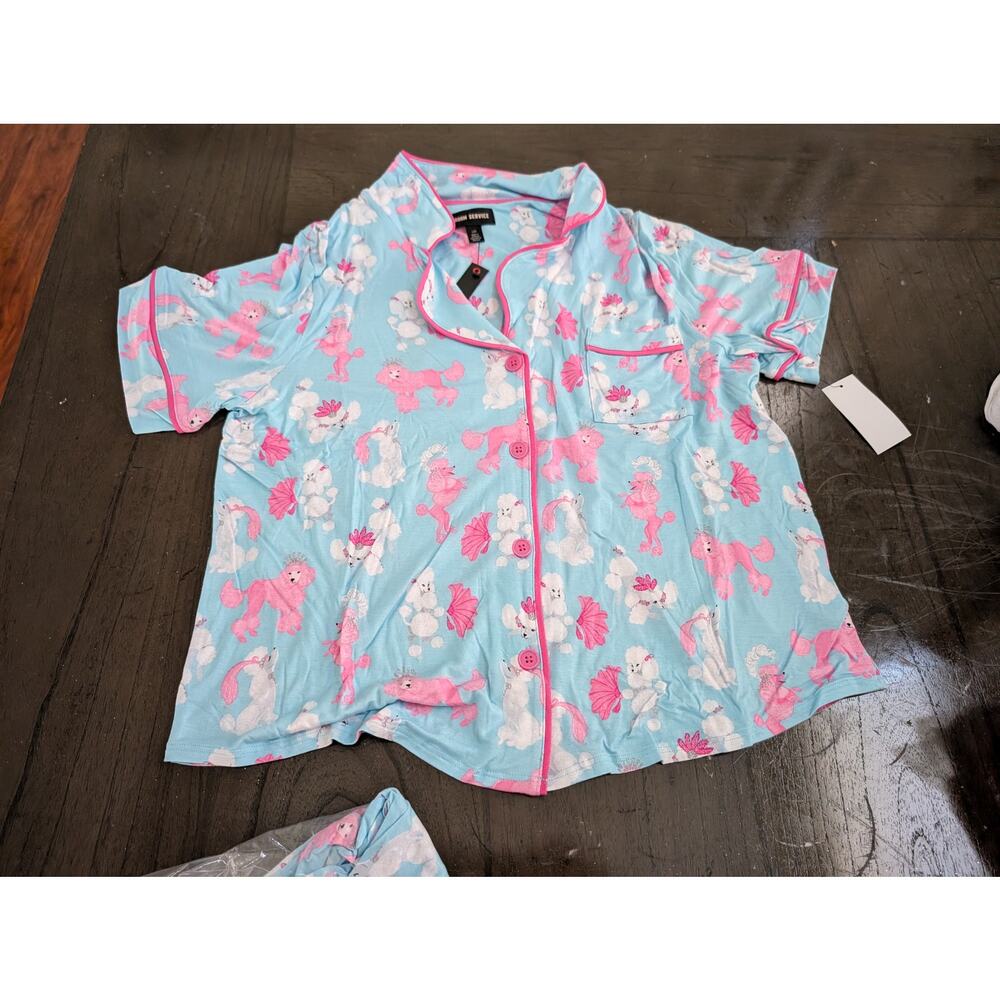 NWT Room Service Dakota Knit Pj Set In Show Poodles - Show Poodles -  size XS